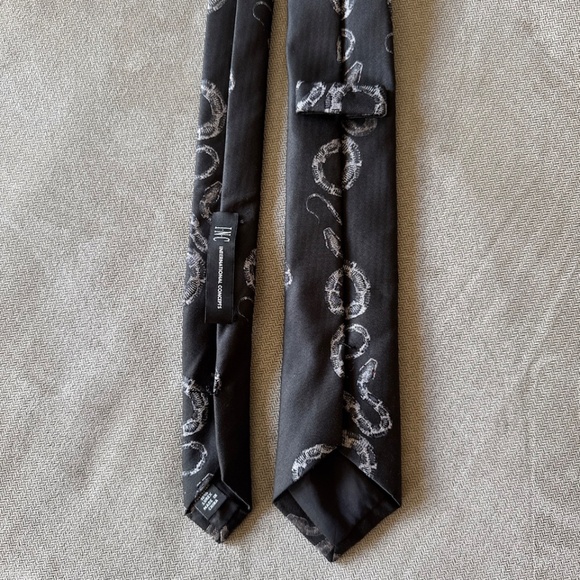 INC International Concepts Python Metallic Snake Neck Tie Black - Picture 2 of 7